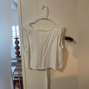 Hackwith design house open back tie tank top in white